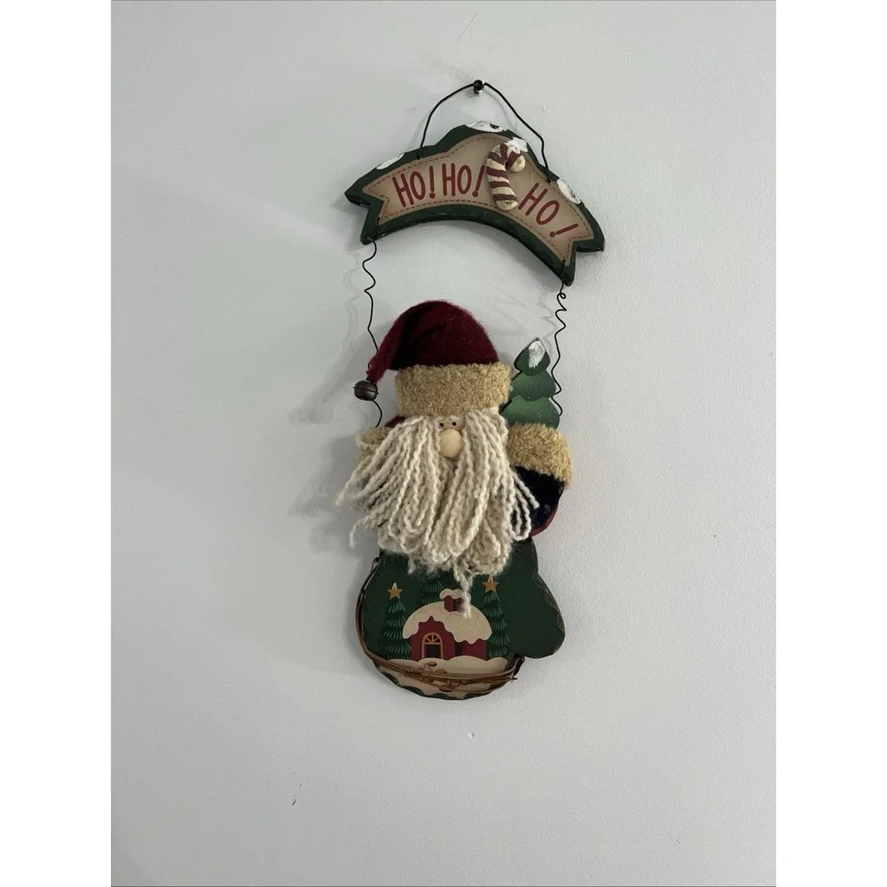 VTG Wood And Metal Santa Door And Wall Decor 16